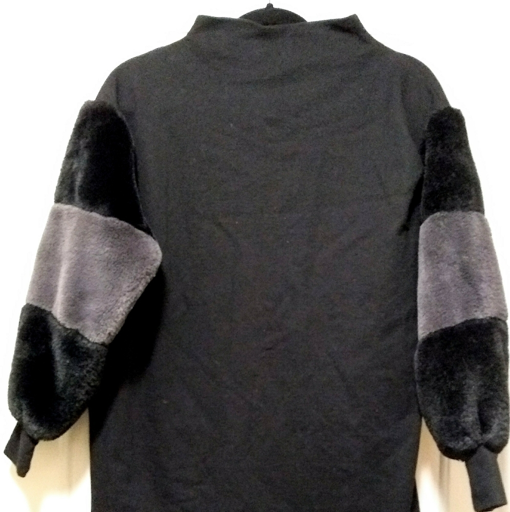 Faux Fur Sleeve & Mock Turtle Neck Long Top and/or Short Dress